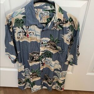 Big Dogs St. Bernard Wood Wagon Surf Beach Palms authentic button down